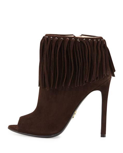 prada fringe suede booties|prada platform booties.